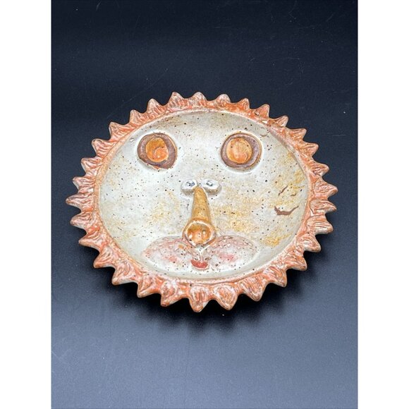 Hand Painted Terra Cotta Zodiac Leo Lion Wall Hanging Round Trinket Dish Italy - Picture 2 of 8